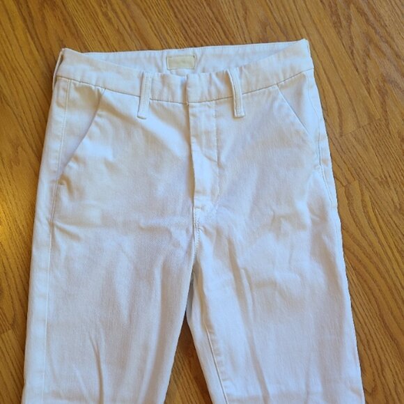 NEW NWOT! MOTHER DENIM THE SHAKER PREP FRAY PANTS CHINOS HIGH-RISE CROP sz 25 - Picture 3 of 8